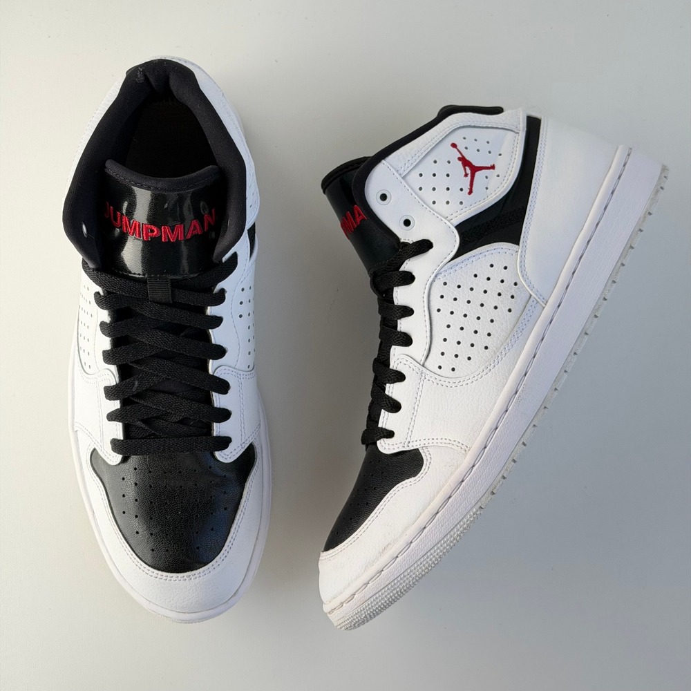 Jordan Access Basketball Shoes Mens 10 White Black Red Mid Top Retro Sneakers